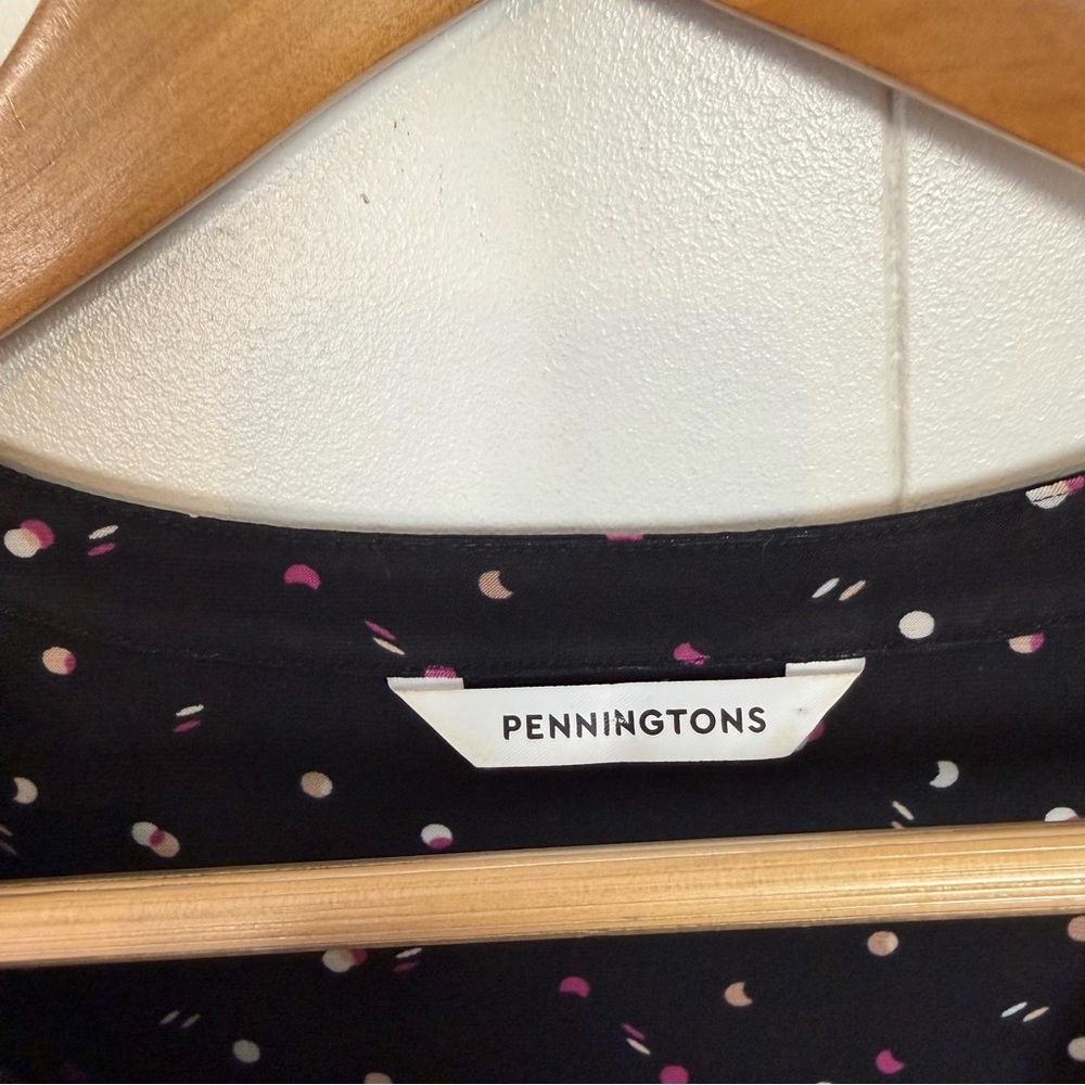 Penningtons Navy Blue 3/4 Sleeves Knee Length Polka Dot Dress Stretchy Size 3X - Picture 10 of 14